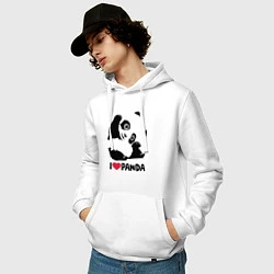 Толстовка-худи хлопковая мужская I love panda, цвет: белый — фото 2