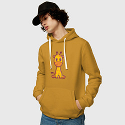 Толстовка-худи хлопковая мужская Добрый жирафик, цвет: горчичный — фото 2