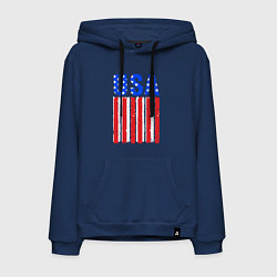 Толстовка-худи хлопковая мужская America flag, цвет: тёмно-синий
