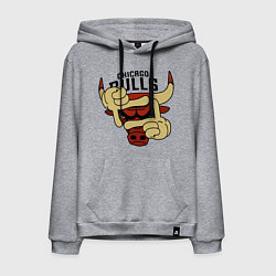 Толстовка-худи хлопковая мужская Bulls logo with hands, цвет: меланж