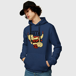 Толстовка-худи хлопковая мужская Bulls logo with hands, цвет: тёмно-синий — фото 2