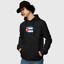 Толстовка-худи хлопковая мужская Флаг Кубы, цвет: черный — фото 2