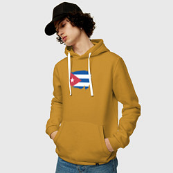 Толстовка-худи хлопковая мужская Флаг Кубы, цвет: горчичный — фото 2