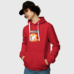 Толстовка-худи хлопковая мужская Catzilla, цвет: красный — фото 2