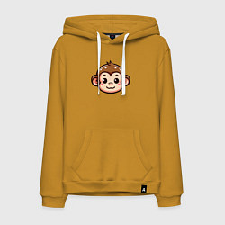 Толстовка-худи хлопковая мужская Мордочка обезьяны, цвет: горчичный