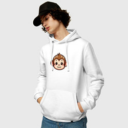 Толстовка-худи хлопковая мужская Мордочка обезьяны, цвет: белый — фото 2
