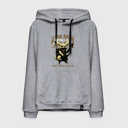 Толстовка-худи хлопковая мужская Metallica на фоне тяжёлого рока от Пикачу, цвет: меланж