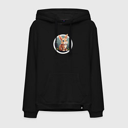 Толстовка-худи хлопковая мужская Маленький пушистый кролик, цвет: черный