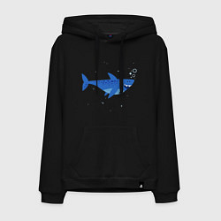 Толстовка-худи хлопковая мужская Синяя акула, цвет: черный