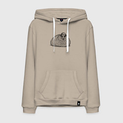 Толстовка-худи хлопковая мужская Овечка в панаме, цвет: миндальный