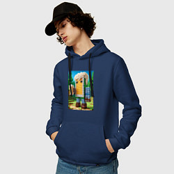 Толстовка-худи хлопковая мужская Beer dude - Minecraft ai art, цвет: тёмно-синий — фото 2