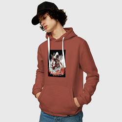 Толстовка-худи хлопковая мужская Assassins creed poster, цвет: кирпичный — фото 2