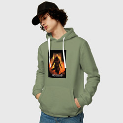 Толстовка-худи хлопковая мужская Assassins creed песочная буря, цвет: авокадо — фото 2