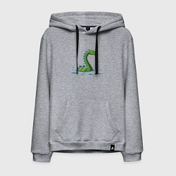 Толстовка-худи хлопковая мужская Динозаврик, плывущий в воде, цвет: меланж
