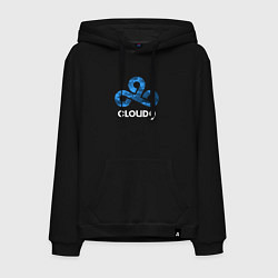 Толстовка-худи хлопковая мужская Cloud9 - blue cloud logo, цвет: черный