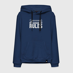 Толстовка-худи хлопковая мужская Мой гараж мой правила, цвет: тёмно-синий