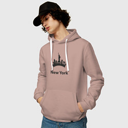 Толстовка-худи хлопковая мужская New York mood, цвет: пыльно-розовый — фото 2