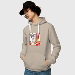 Толстовка-худи хлопковая мужская Кошка жена аниме мем, цвет: миндальный — фото 2