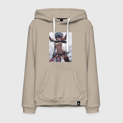 Толстовка-худи хлопковая мужская Убей или умри арт, цвет: миндальный