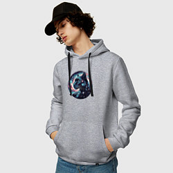 Толстовка-худи хлопковая мужская Звёздная пантера - нейросеть, цвет: меланж — фото 2
