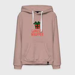 Толстовка-худи хлопковая мужская Gangsta wrapper, цвет: пыльно-розовый