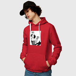 Толстовка-худи хлопковая мужская Эйкити Онидзука учитель, цвет: красный — фото 2