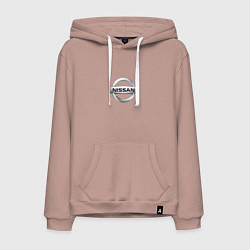 Толстовка-худи хлопковая мужская Nissan logo, цвет: пыльно-розовый
