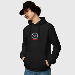 Толстовка-худи хлопковая мужская Mazda logo, цвет: черный — фото 2