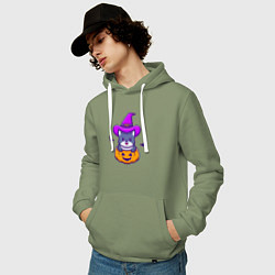 Толстовка-худи хлопковая мужская Kitty halloween, цвет: авокадо — фото 2