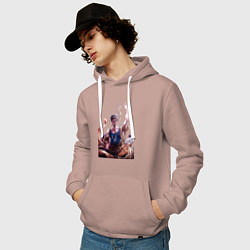 Толстовка-худи хлопковая мужская Повесть о конце света Будда, цвет: пыльно-розовый — фото 2