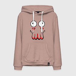 Толстовка-худи хлопковая мужская John Zoidberg Face, цвет: пыльно-розовый