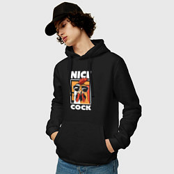 Толстовка-худи хлопковая мужская Nice cock, цвет: черный — фото 2