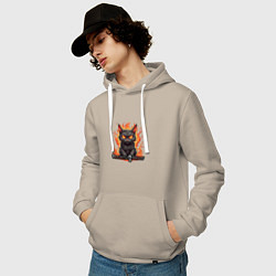 Толстовка-худи хлопковая мужская Арт котики, цвет: миндальный — фото 2