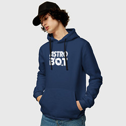Толстовка-худи хлопковая мужская Astro bot logo, цвет: тёмно-синий — фото 2