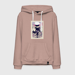 Толстовка-худи хлопковая мужская Магическая битва Сатору Годзё арт повязка, цвет: пыльно-розовый