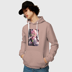 Толстовка-худи хлопковая мужская Клинок, рассекающий демонов Мицури Канродзи столп, цвет: пыльно-розовый — фото 2