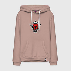 Толстовка-худи хлопковая мужская Бокс король, цвет: пыльно-розовый