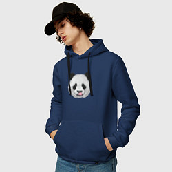 Толстовка-худи хлопковая мужская Панда с языком, цвет: тёмно-синий — фото 2