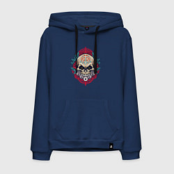 Толстовка-худи хлопковая мужская Roses skull, цвет: тёмно-синий