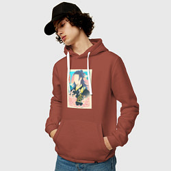 Толстовка-худи хлопковая мужская Магическая битва Кэндзяку камонаритоси, цвет: кирпичный — фото 2