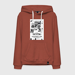 Толстовка-худи хлопковая мужская Porsche автомобиль, цвет: кирпичный