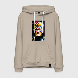 Толстовка-худи хлопковая мужская Панк Дональд Трамп - жесть, цвет: миндальный