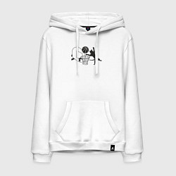 Толстовка-худи хлопковая мужская Баскетбольный кот, цвет: белый