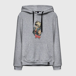 Толстовка-худи хлопковая мужская Моя геройская академия Бакуго взрыв, цвет: меланж