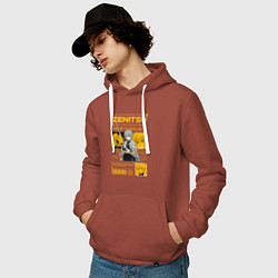 Толстовка-худи хлопковая мужская Зеницу Клинок рассекающий демонов стиль, цвет: кирпичный — фото 2