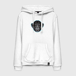 Толстовка-худи хлопковая мужская Funny monkey, цвет: белый