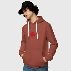 Толстовка-худи хлопковая мужская Губки в поцелуе, цвет: кирпичный — фото 2