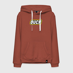 Толстовка-худи хлопковая мужская Ауч, цвет: кирпичный