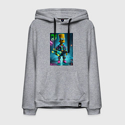 Толстовка-худи хлопковая мужская Барт Симпсон со скейтбордом под проливным дождём -, цвет: меланж