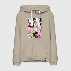 Толстовка-худи хлопковая мужская Адский рай Габимару арт, цвет: миндальный